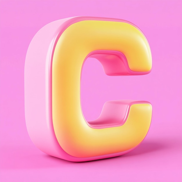 Creative 3D render of letter C in vibrant color