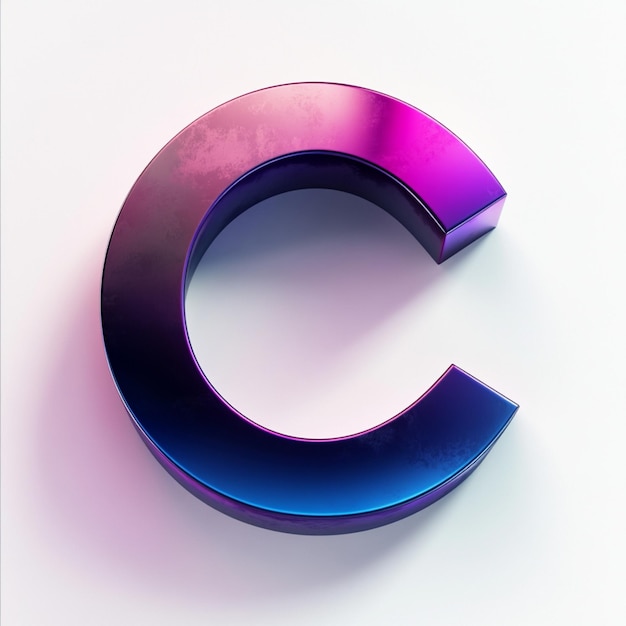 Photo creative 3d render of letter c in vibrant color