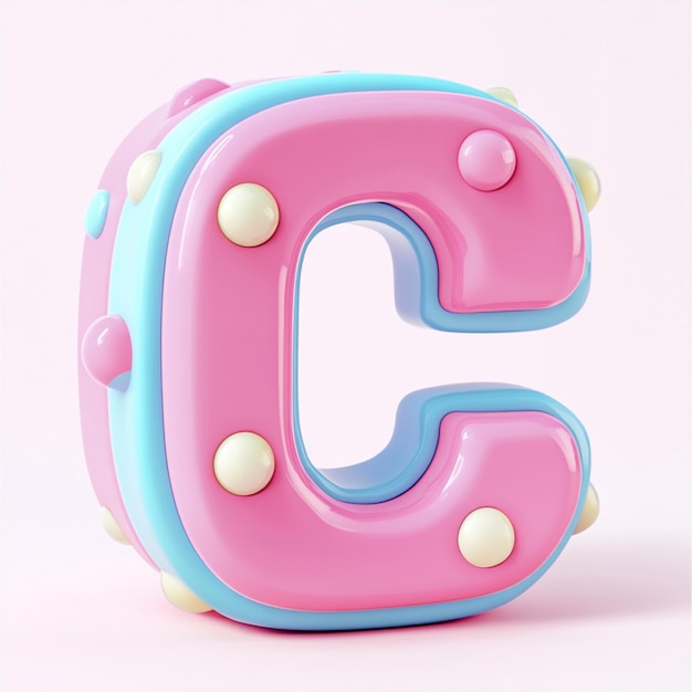 Creative 3D render of letter C in vibrant color