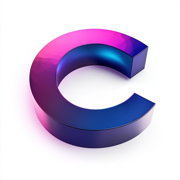 Photo creative 3d render of letter c in vibrant color