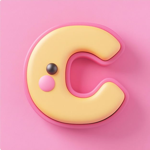 Creative 3D render of letter C in vibrant color