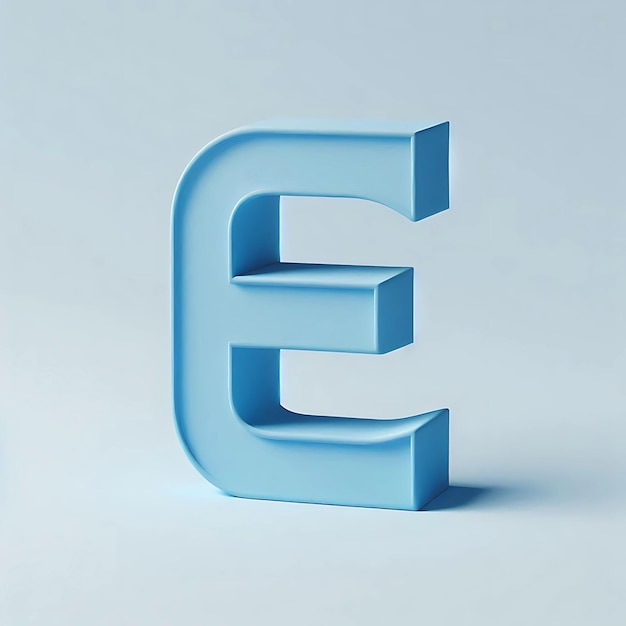 Photo creative 3d render of letter e in vibrant blue pastel color