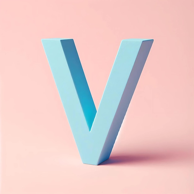 Photo creative 3d render of letter v in vibrant blue pastel color