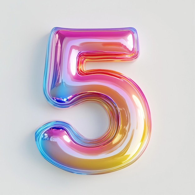 A creative 3D rendering of the number five in vibrant color