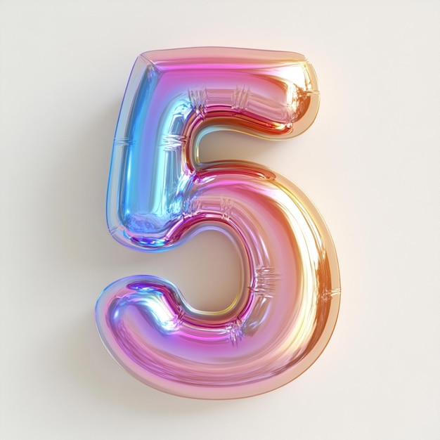 A creative 3D rendering of the number five in vibrant color