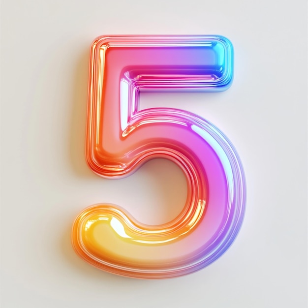 A creative 3D rendering of the number five in vibrant color