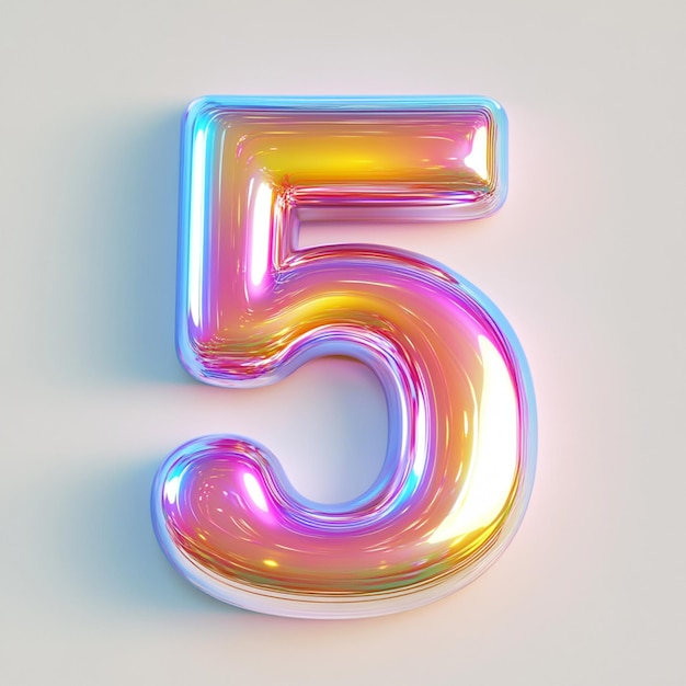 A creative 3D rendering of the number five in vibrant color