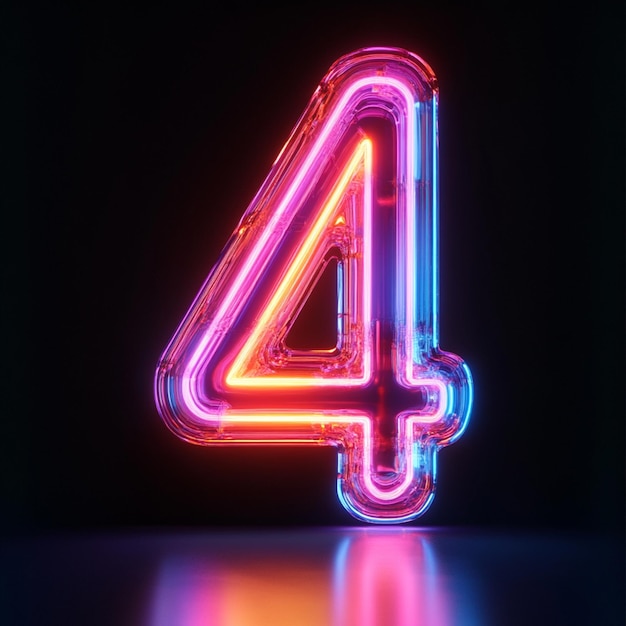 A creative 3D rendering of the number four in vibrant color