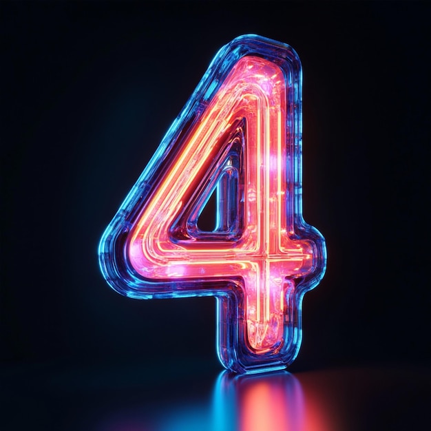 A creative 3D rendering of the number four in vibrant color