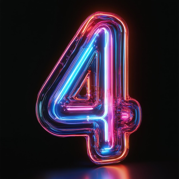 A creative 3D rendering of the number four in vibrant color