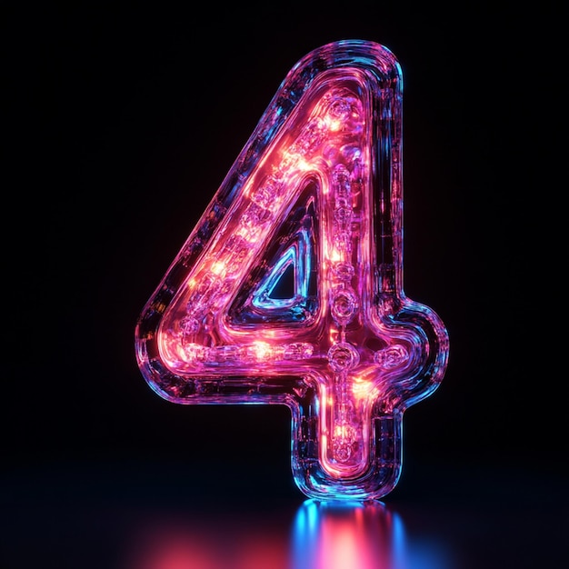 A creative 3D rendering of the number four in vibrant color