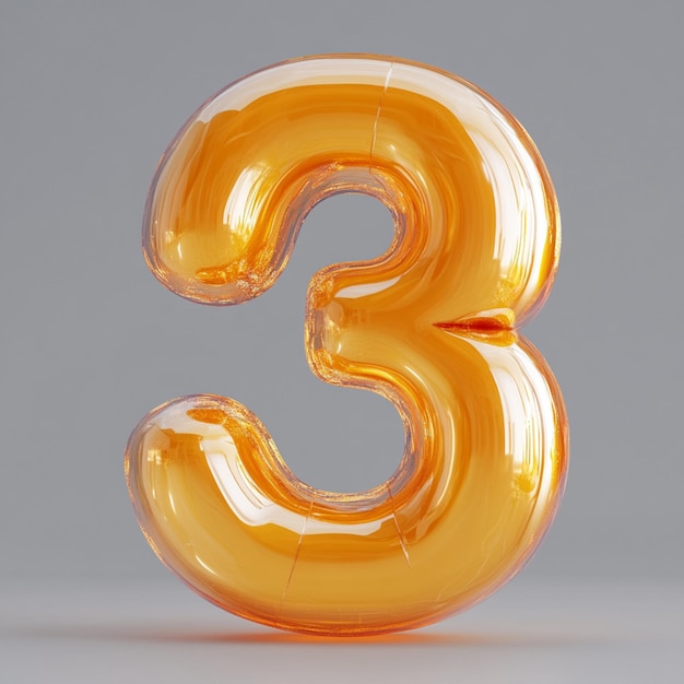 A creative 3D rendering of the number three in vibrant color