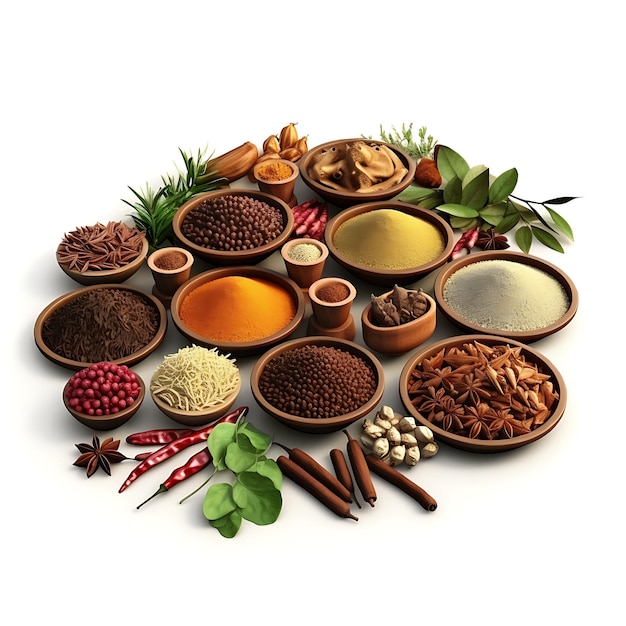 Creative 3D of Spice Market Array of Colorful Spices and Exotic Herbs business model advertisement