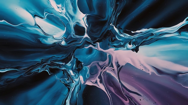 Photo creative abstract background from mixed water and oil in blue and purple color