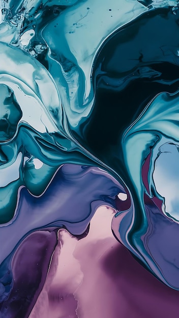 Creative abstract background from mixed water and oil in blue and purple color