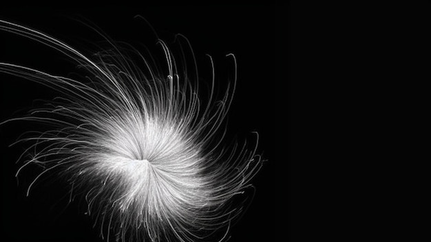 Creative abstract spinning white spark on black background