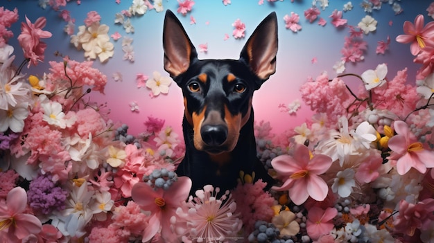 Photo creative animal concept doberman dog puppy in smart