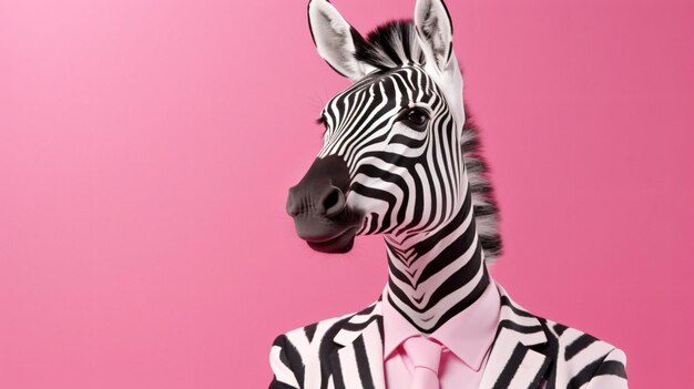 Photo creative animal concept zebra in glam fashionable