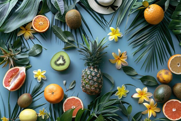 Creative arrangement made of natural summer things Flat lay