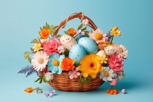 Creative basket in shape of egg easter composition generative ai