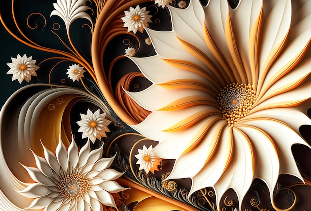 Creative and beautiful floral pattern 3d rendering