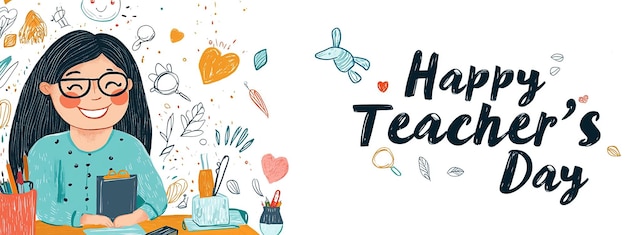 Photo creative and beautiful illustration in happy teachers day for background