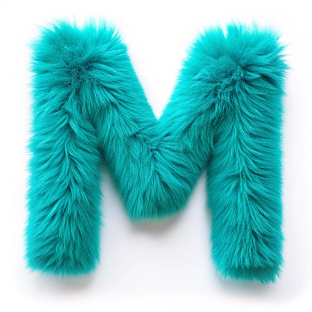 Photo creative blue furry textured letter m