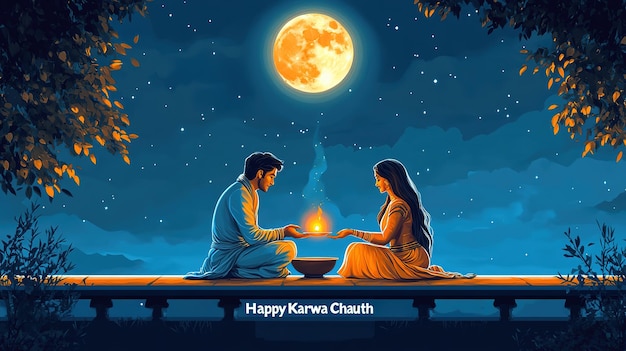 Photo creative card and poster banner for karwa chauth or karwa chauth poojan with nice background