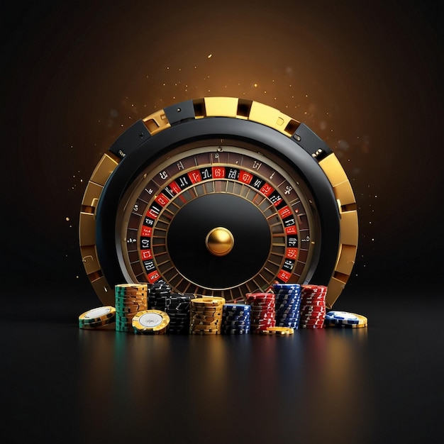 Creative casino template background design addiction header for website 3D illustration 3D render