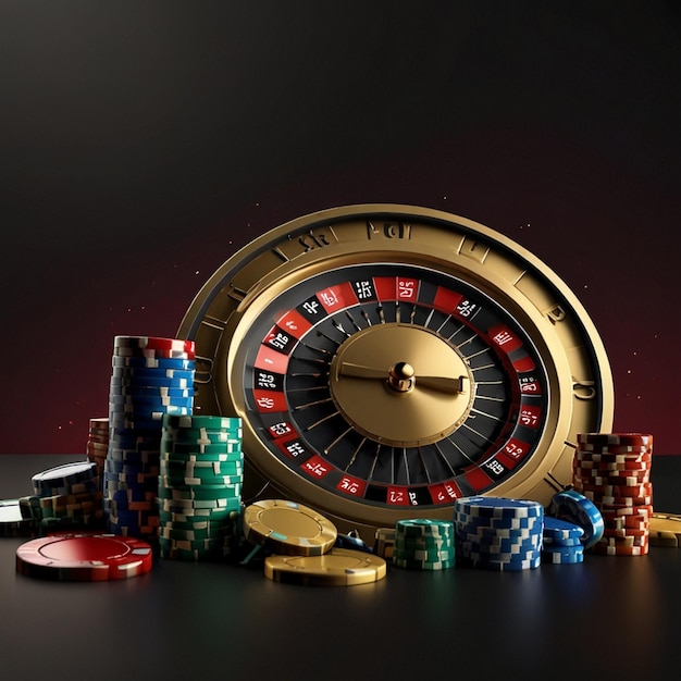 Creative casino template background design addiction header for website 3D illustration 3D render