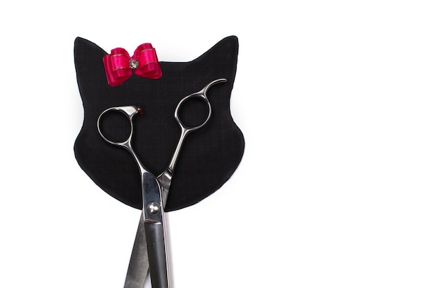 A creative cat figurine made from grooming tools