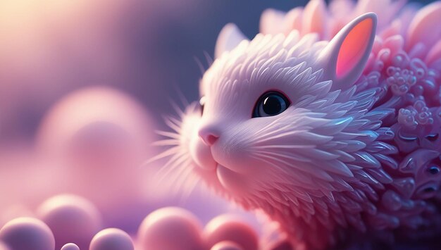 Photo creative close up shot of cute character in colorful background