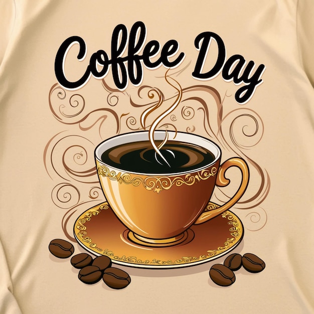 Photo creative coffee day tshirt design for international coffee lovers unique apparel