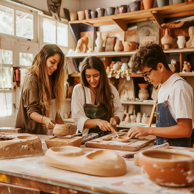 Creative Collaboration Pottery Workshop with Friends