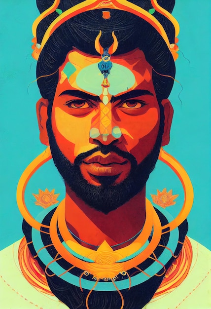 Creative Color Portrait of Shiva Indian Portrait of God Shiva