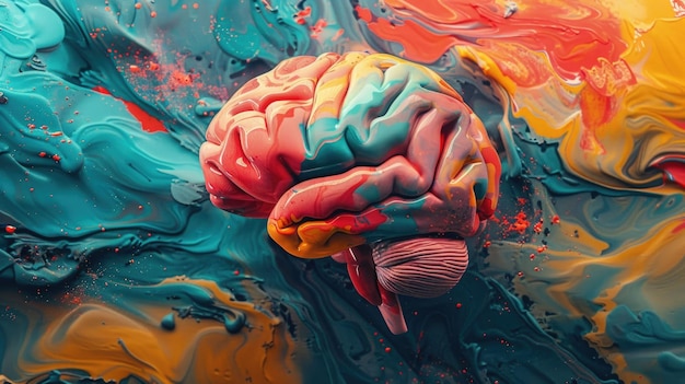 Creative colorful brain with education and success Online education creative mind new idea training