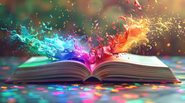 Creative colorful open book with education and success Online education creative mind new