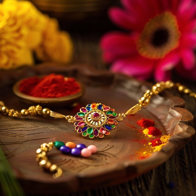 Creative colorful real rakhi design for raksha bandhan rakhsha bandhan celebration at home