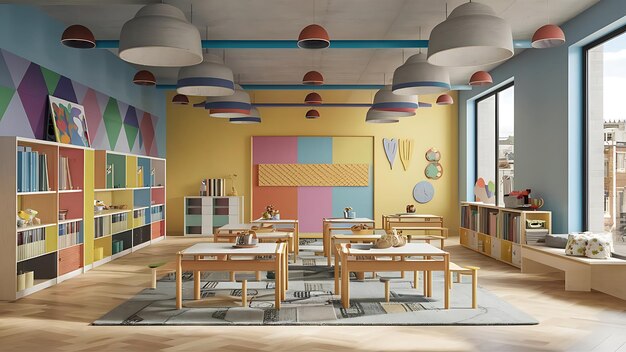 Photo a creative and colorful setup for an inspiring school environment