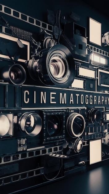 Photo creative composition of cinematography elements with copy space