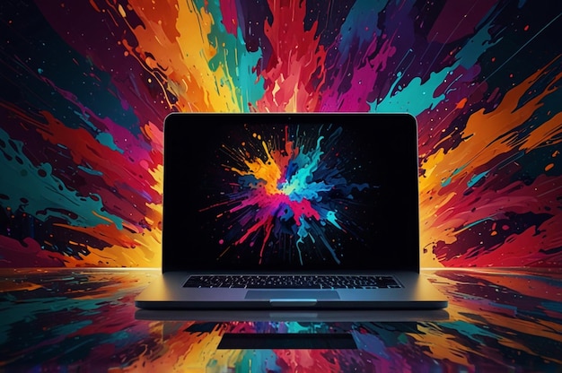 Creative Computer Background with Vibrant Abstract Art and Dynamic Elements