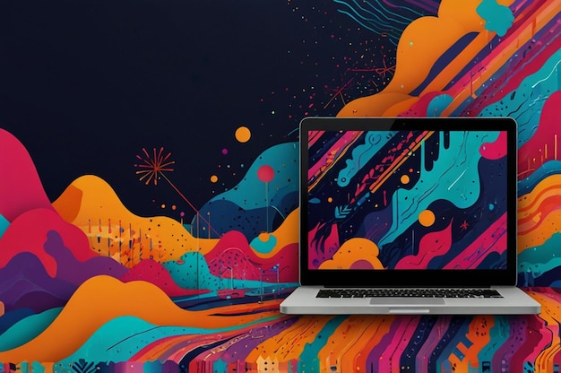 Creative Computer Background with Vibrant Patterns and Bold Graphics