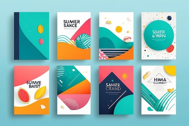 Photo creative concept of summer bright covers cards or posters in minimal style