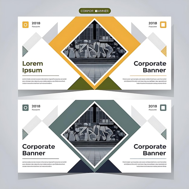 Photo creative corporate business banners design with yellow and white color