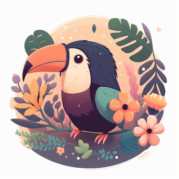 Creative Cute Digital Art Kawaii Toucan