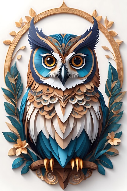 Creative and Cute Owl Illustration on White Background