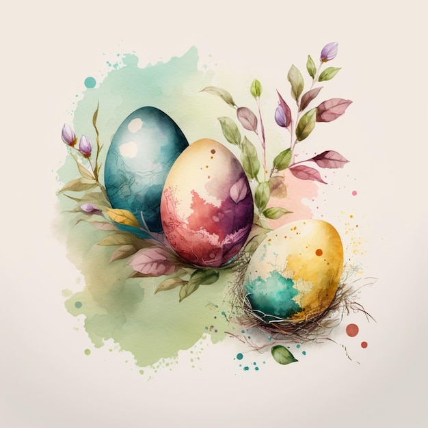 Creative Cute Watercolor Art Easter