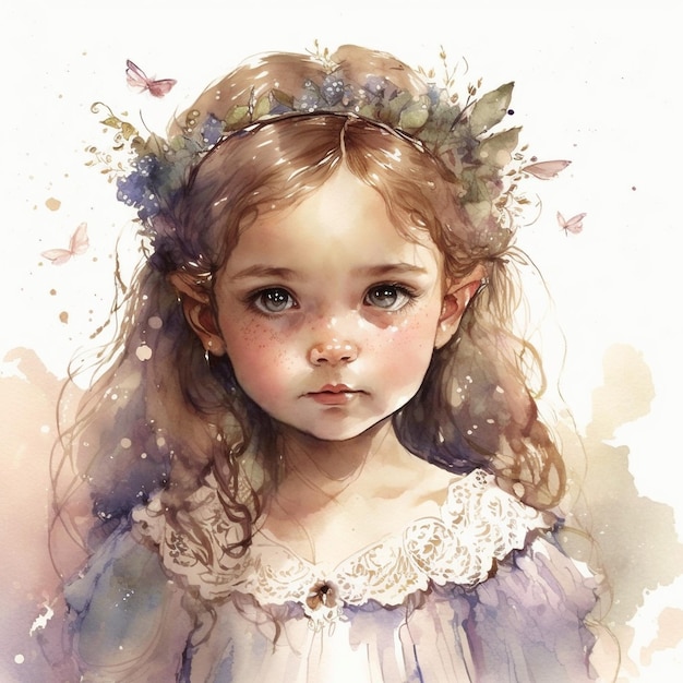 Creative Cute Watercolor Art Little Princess