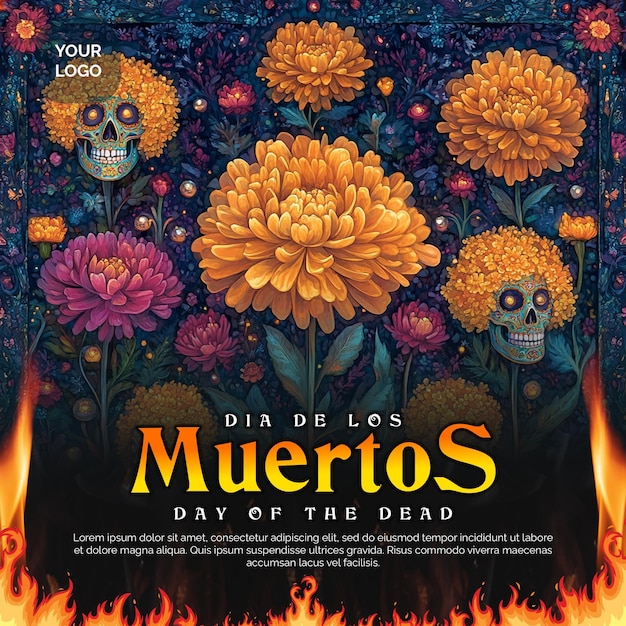 Photo creative day of the dead invitation flyer with highresolution layers