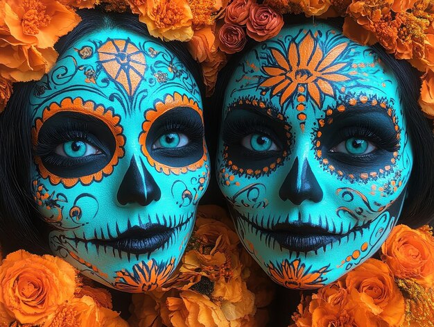 Creative Day of the Dead makeup ideas images showcasing unique and detailed sugar skull face paint designs